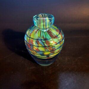 Vintage Multicolor Swirl Formia Murano Handmade Blown Art Glass Perfume Bottle